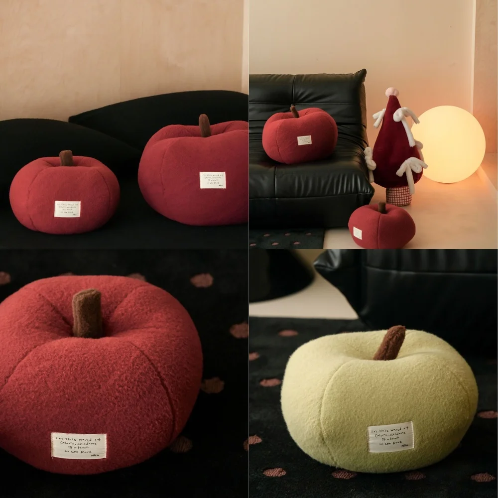 Red Shaped Plush Pillow for Christmas Decor Cute Girls Room Accessories Soft Faux Wool Throw Pillow for Living Room