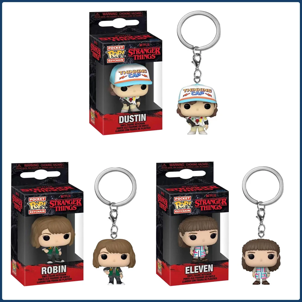 

Funko POP Keychains Stranger Things Dustin Robin Eleven Commemorate Periphery Action Toy Figures Pendant Keychain Boy Girl Gift