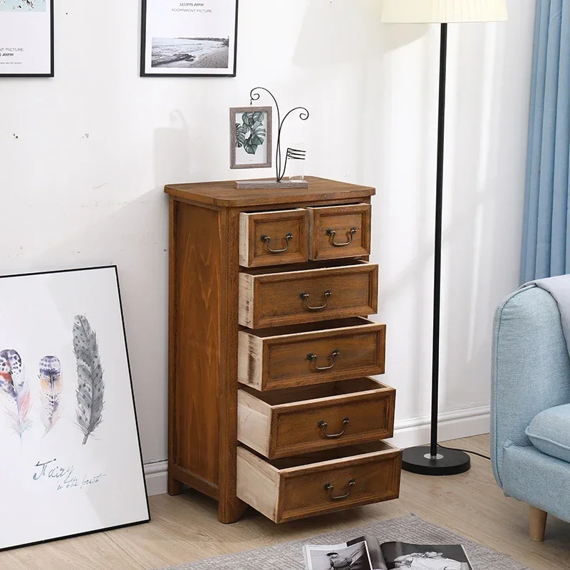 American Retro Solid Wood Storage Cabinet Multi-storey Chest of Drawers for Bedroom Living Room Cabinets Drawer Type Cabinet