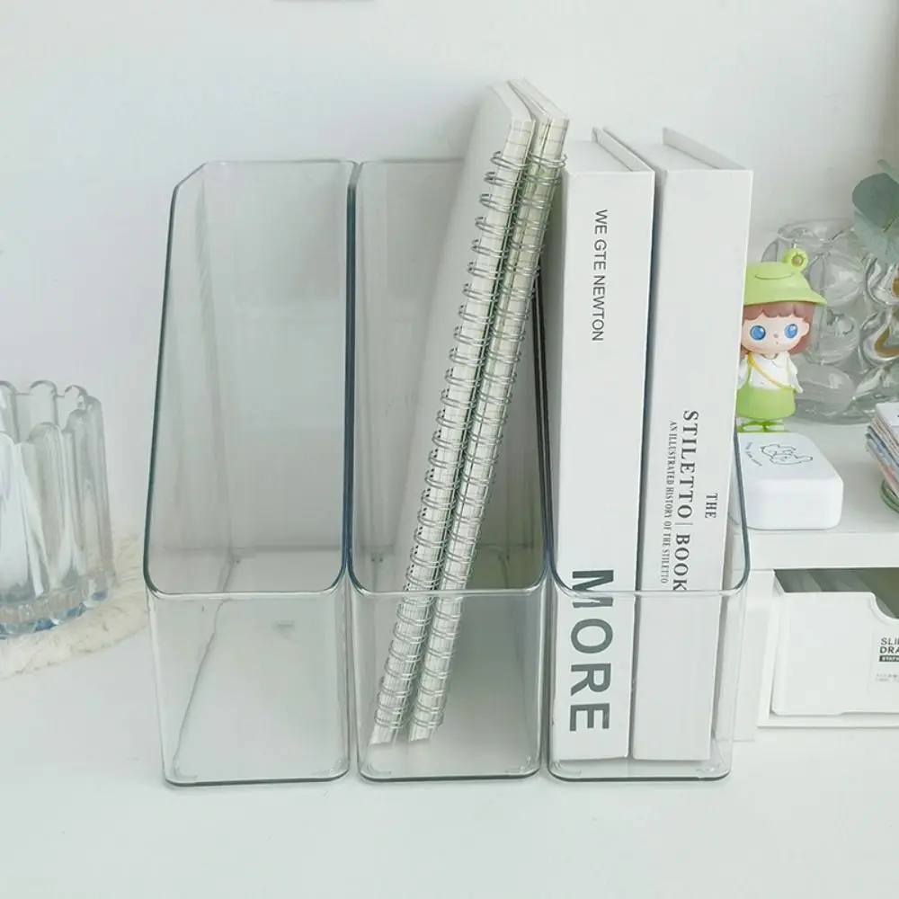 Desk Folder Holder Transparent PET Vertical File Folder Storage Bin Paper Tray Organizer Book Magazines Holder for Home Office