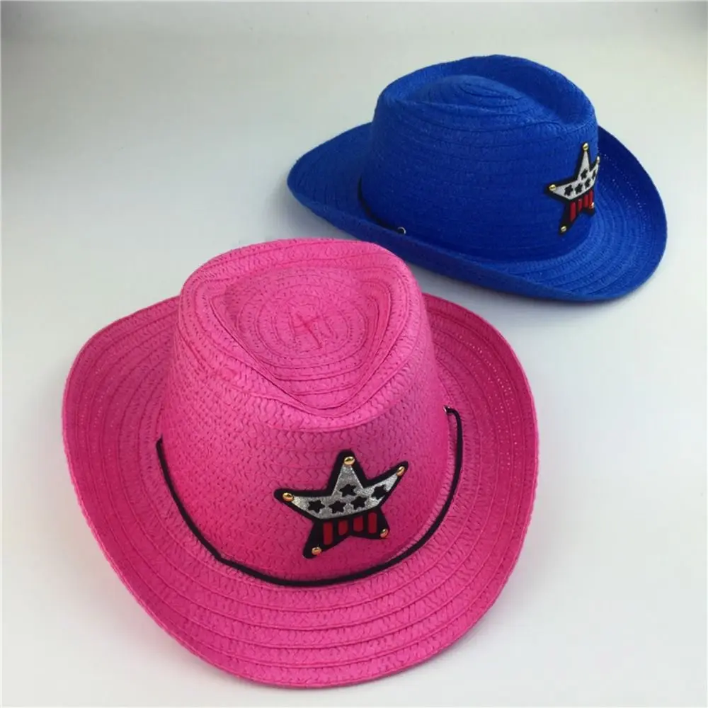 Sombrero de vaquero occidental para niños y niñas, gorra Retro de Sheriff, protector solar con cuerda de viento, sombrilla para montar a caballo, turismo y pesca