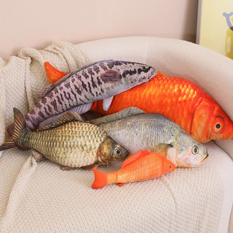 

100cm 3D Simulation Bass Yellow Croaker Gold Arowana Plush Crucian Toy Stuffed Cartoon Animal Gold Fishs Pillow Kids Funny Gifts