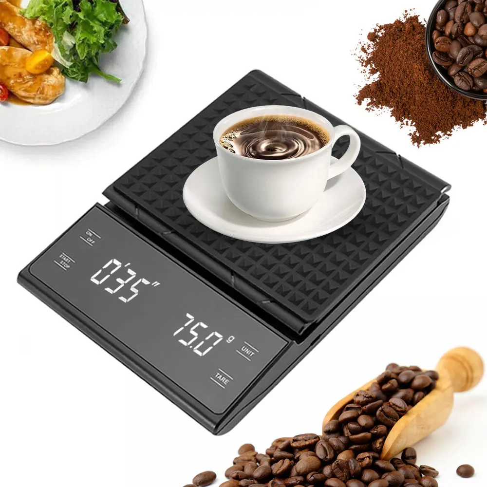 0.1g/3kg Electronic Coffee Scale with Smart Timer High Precision Espresso Scale Digital Kitchen Scale Mini Pocket Scale