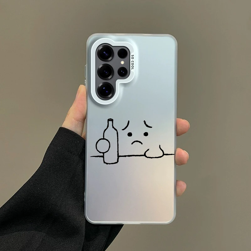 Colorful Soft Edge Hard Shell Phone Case for Samsung Galaxy A10 A11 A12 A13 A14 A03 A04E A23 A54 A52 A51 Cover Stick Figure Bags