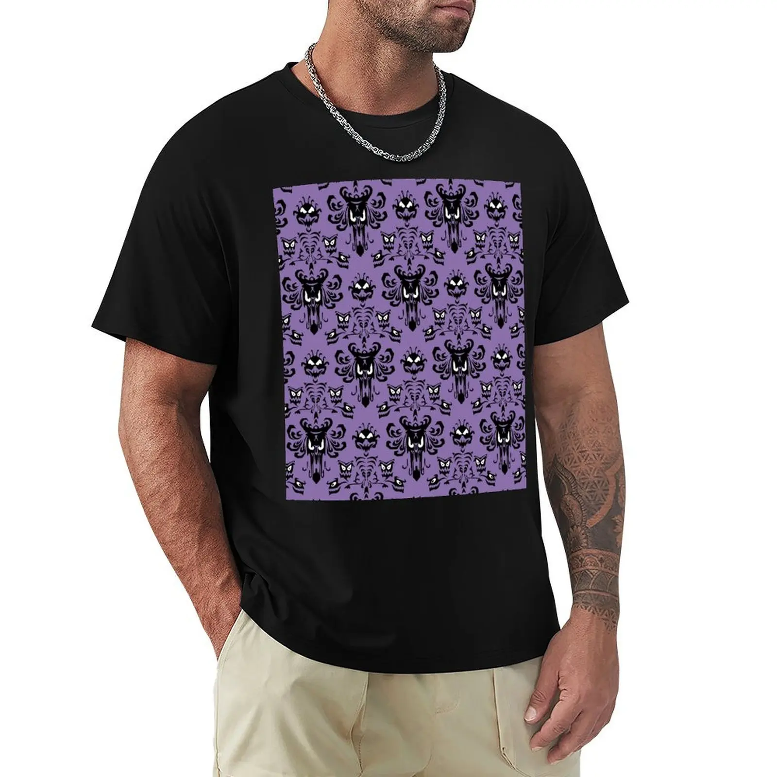 

Haunted Wallpaper T-Shirt cotton graphic tees funny shirt cotton oversized t shirts for men