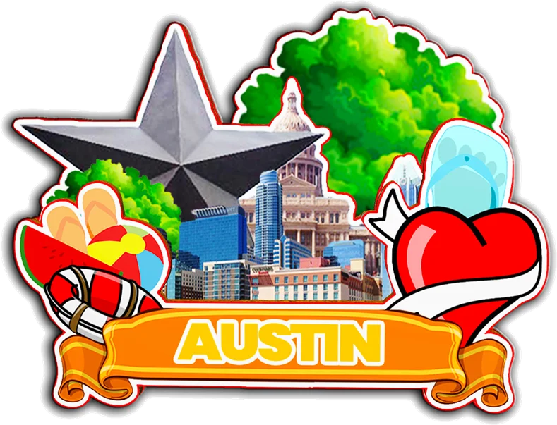 مغناطيس ديكور لماك كيني دالاس أوستن هيوستن بلانو مانسفيلد براونفيلز تكساس الولايات المتحدة الأمريكية مدينة لاندمارك ملصقات الثلاجة الخشبية #6