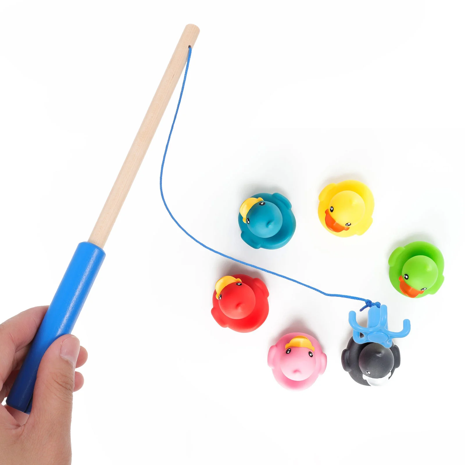 2 Pcs Children's Fishing Toys Kids Rod Girl Wooden Educational Accessories Funny Magnetic Boat Game Creative