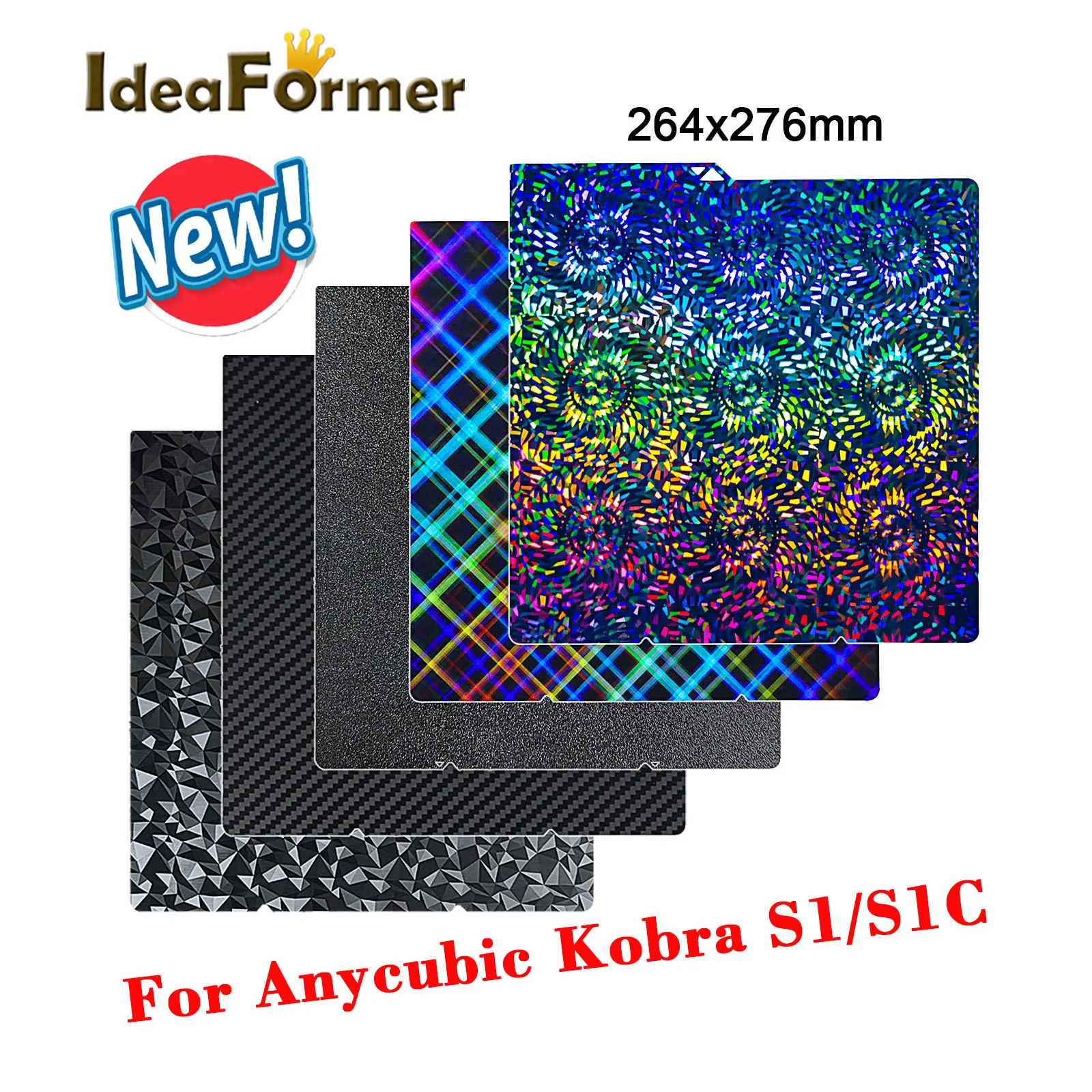 

264x276mm PEI Textured PEO PET Hot Bed For Anycubic Kobra S1 Plate PEI Sheet Kobra S1 Combo Build Plate Kobra S1C 3D Bed Hotend