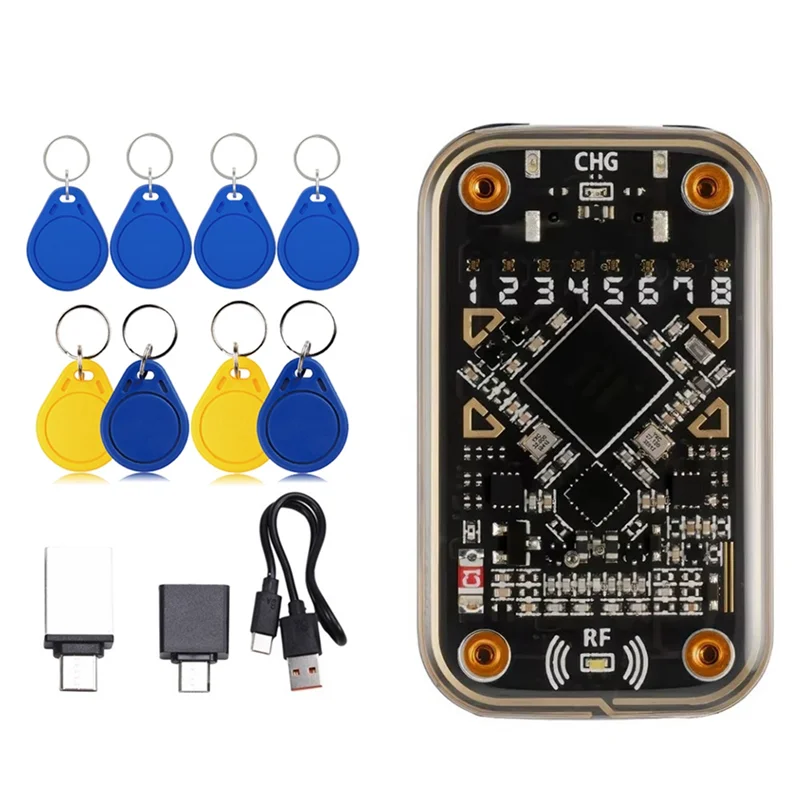 

BNVN-Chameleon Ultra RFID Smart Chip Reader +4XUID/4XCUID Keychain Contactless Smart Card Emulator 125K 13.56Mhz Badge Decode