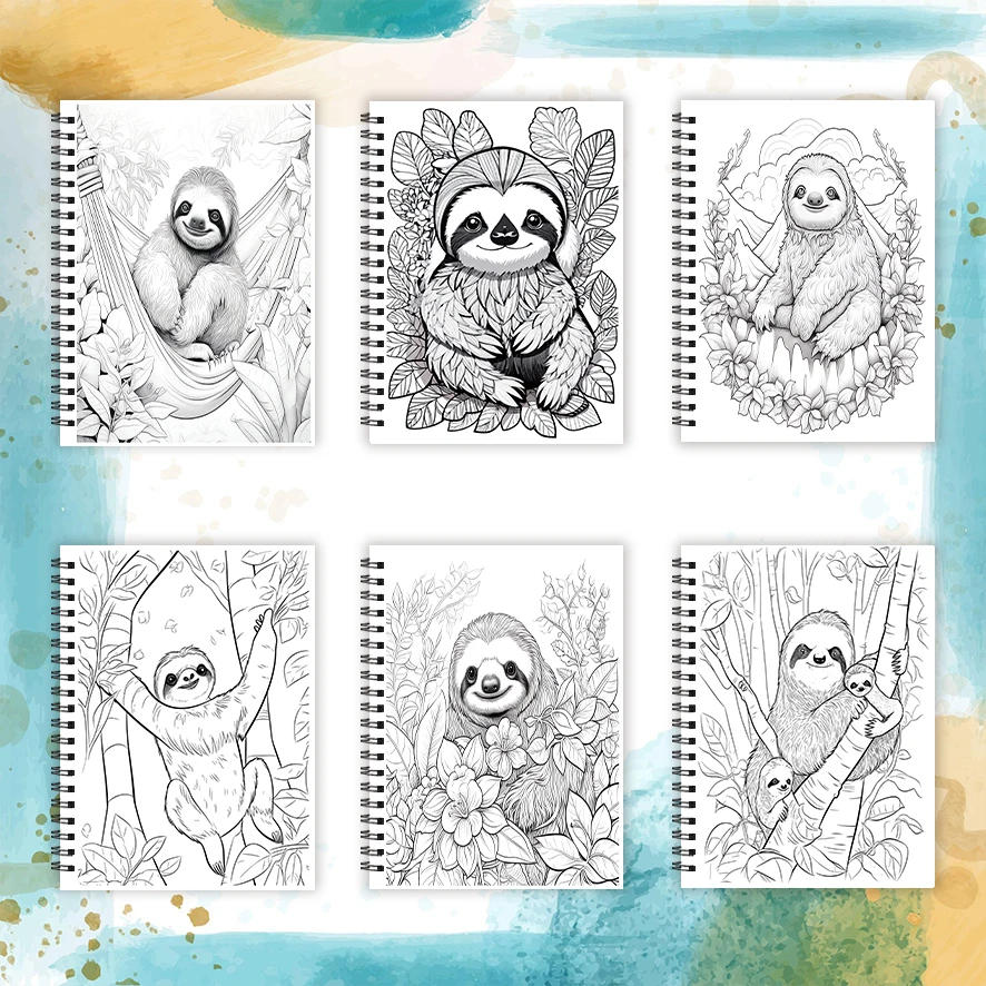 Adult Coloring Book - 8.3x 11.2 Inch 32 Pages Cute Sloth Coloring Book - Helps Reduce Stress and Ease Emotions