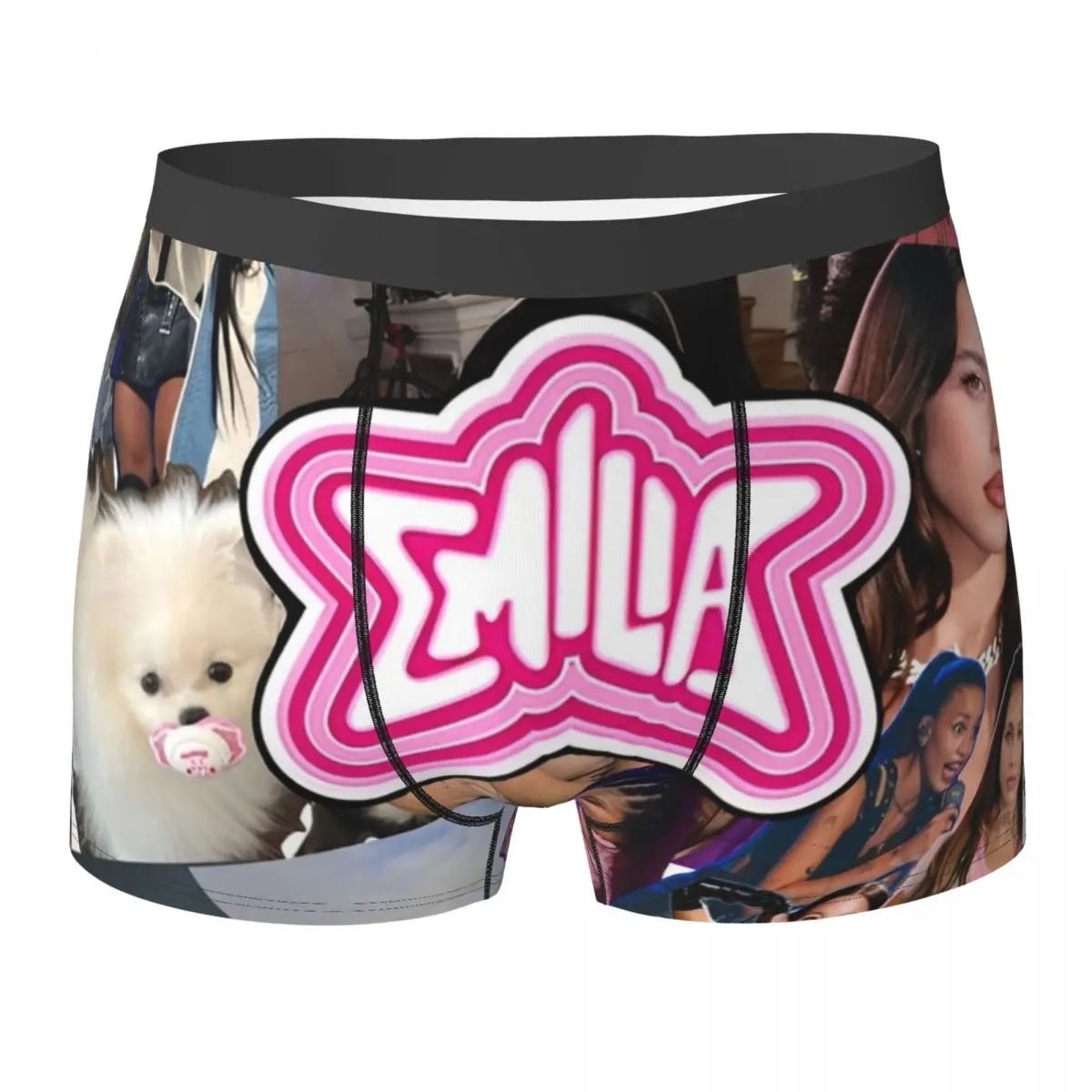 

Pink Emilia Mernes Mp3 Underwear Music Album Men's Panties Print Classic Boxer Shorts Hot Boxer Brief Big Size 2XL