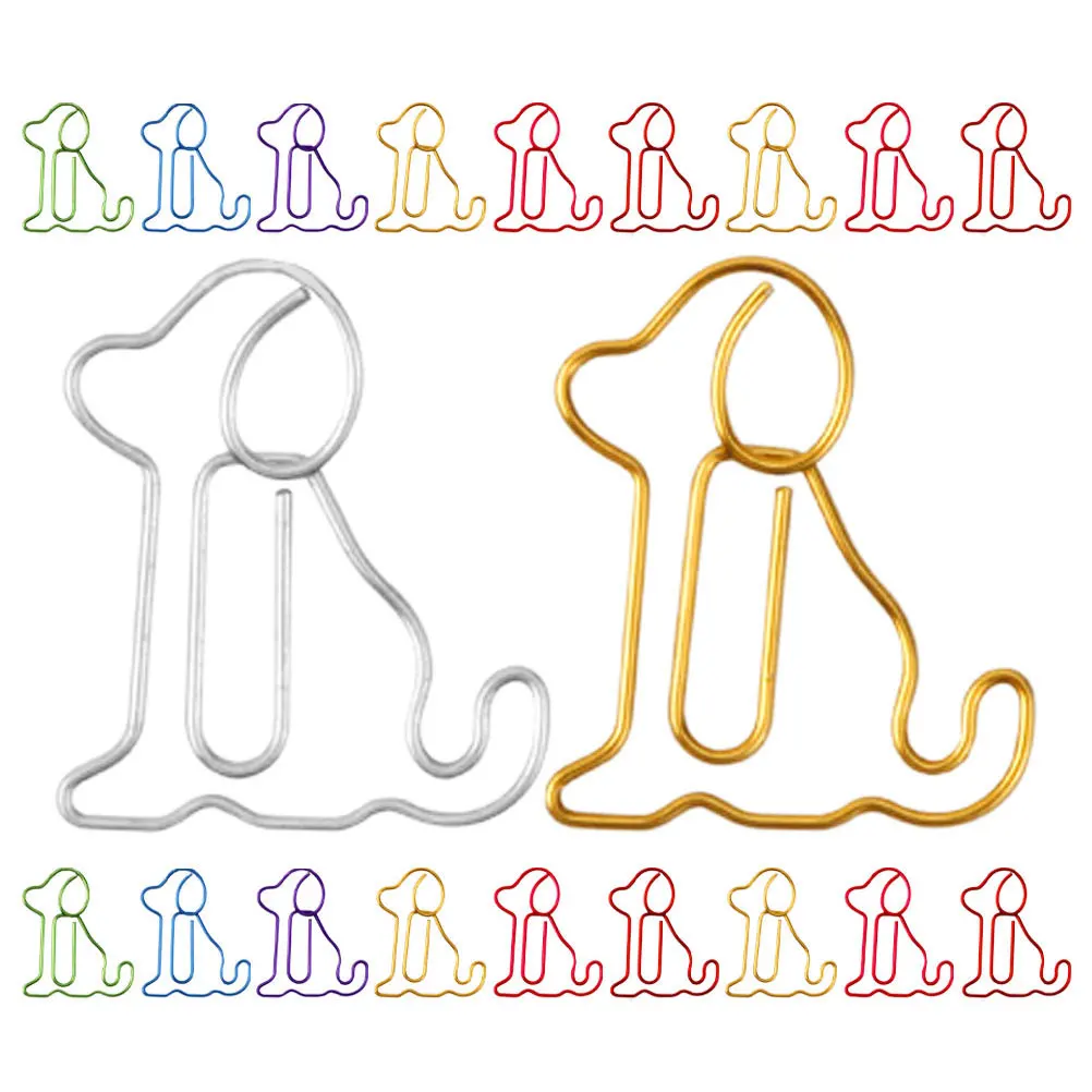 

60Pcs Cute Sitting Dog Shape Paper Clips Fun Colorful Metal Bookmarks for School Office Supplies Students Teachers Dog Lover