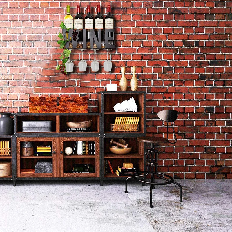 Imagem -03 - Deouny-wall Mounted Iron Wine Rack Suporte de Garrafas com Ganchos Estilo Wine Pode e Copos Cálice Decoração do Quarto Stand