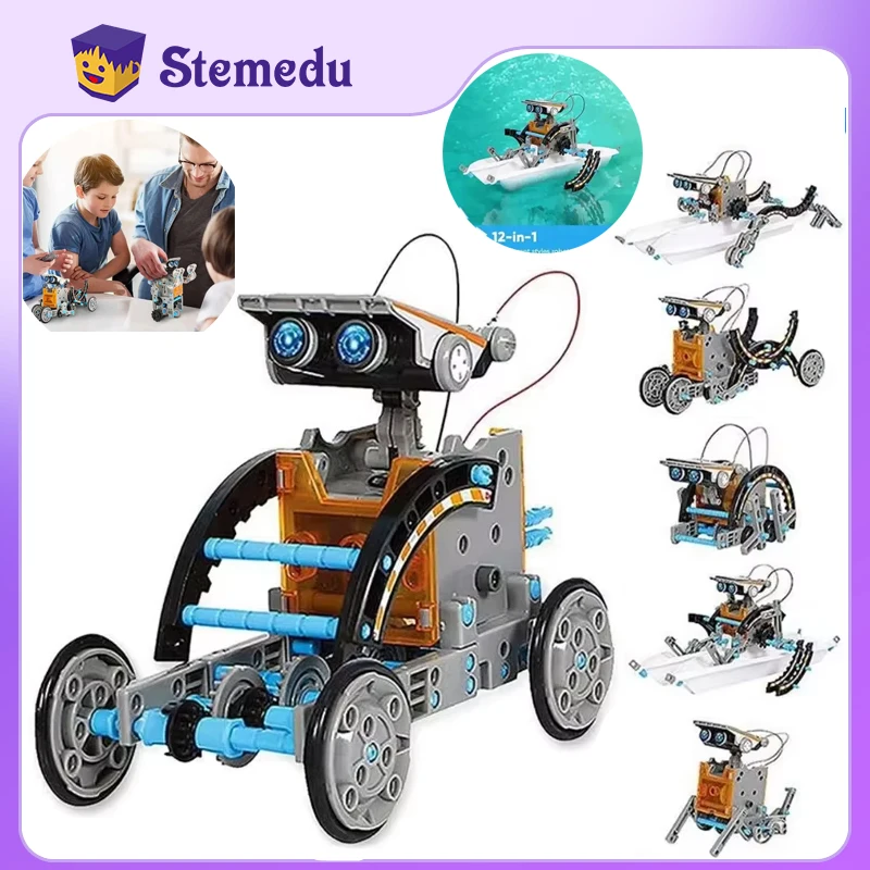 13 in 1 Solar Powered Robot Science Kit DIY Building Blocks Gift for Kids Electronic DIYs Creative Educational Assembly Toys