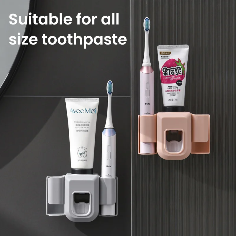 Toothpaste Dispenser Toothpaste Squeezer Electric Toothbrush Holder Double Hole Wall Toothbrush Organizer Bathroom Accessories