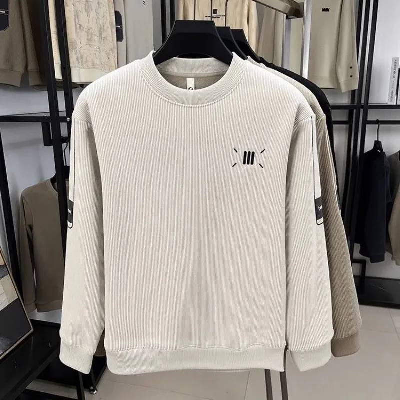 الرجال وسيم الخريف الشتاء زائد المخملية سميكة جولة الرقبة البلوز منتصف العمر والشباب الكورية عارضة تي شيرت أعلى العصرية #6