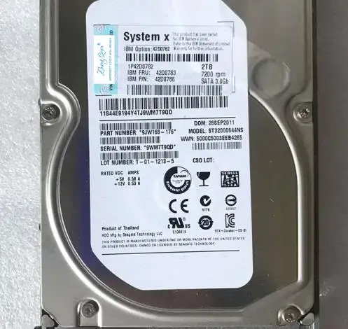 

For server 42D0783 2TB 7.2K SATA 3.5 inch 42D0782 42D0786