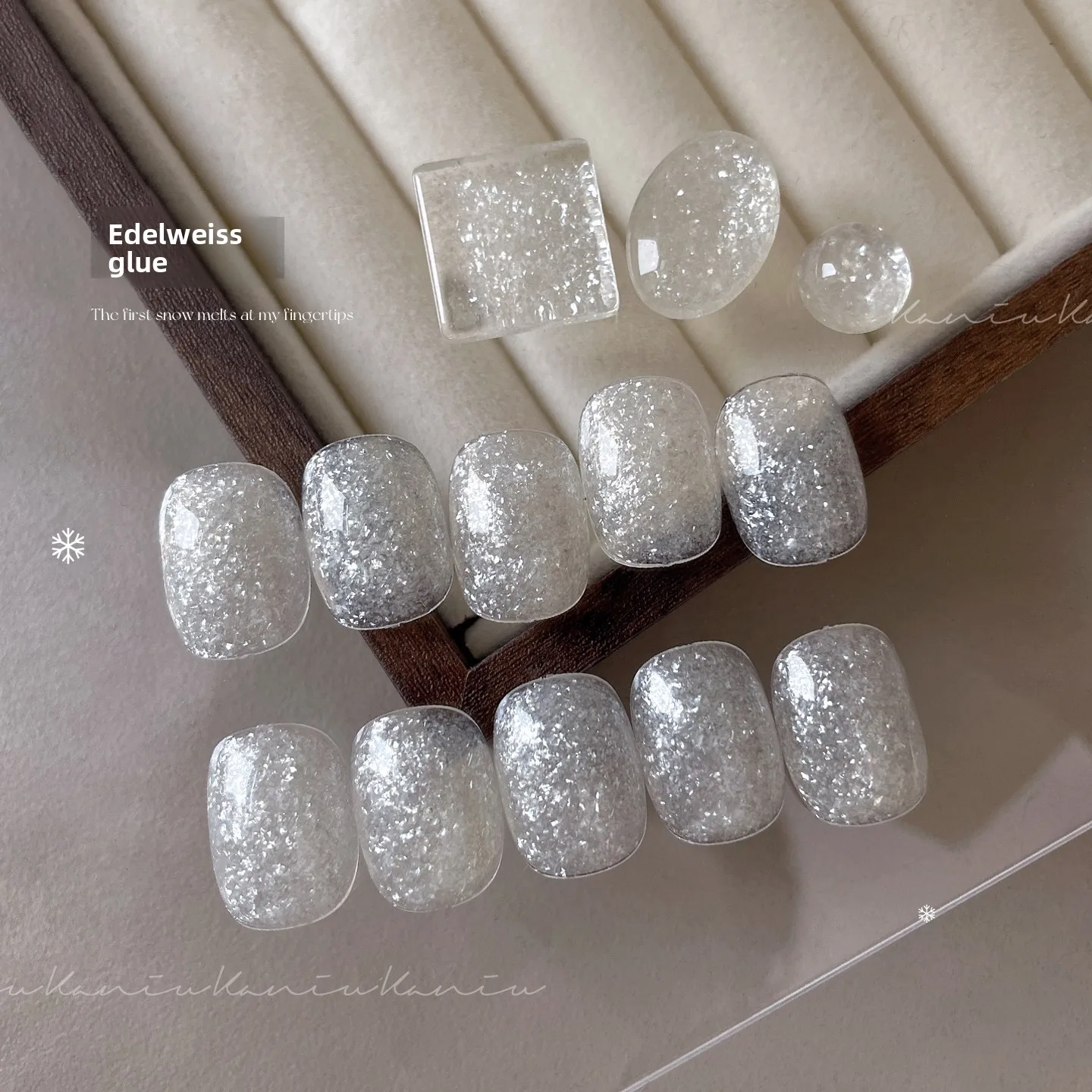 Kaniu 12ML boda copos de nieve finos esmalte de uñas en Gel pegamento Edelweiss remojo UV LED barniz de Gel manicura arte de uñas polvo de nieve