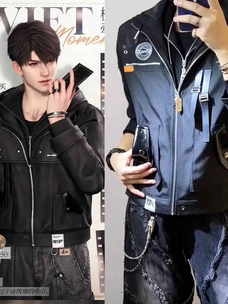 

New Love And Deepspace Caleb Xiayizhou Brother Birthday Rapid Traction Black Coat Fiesta Carnival Halloween Cos Cosplay