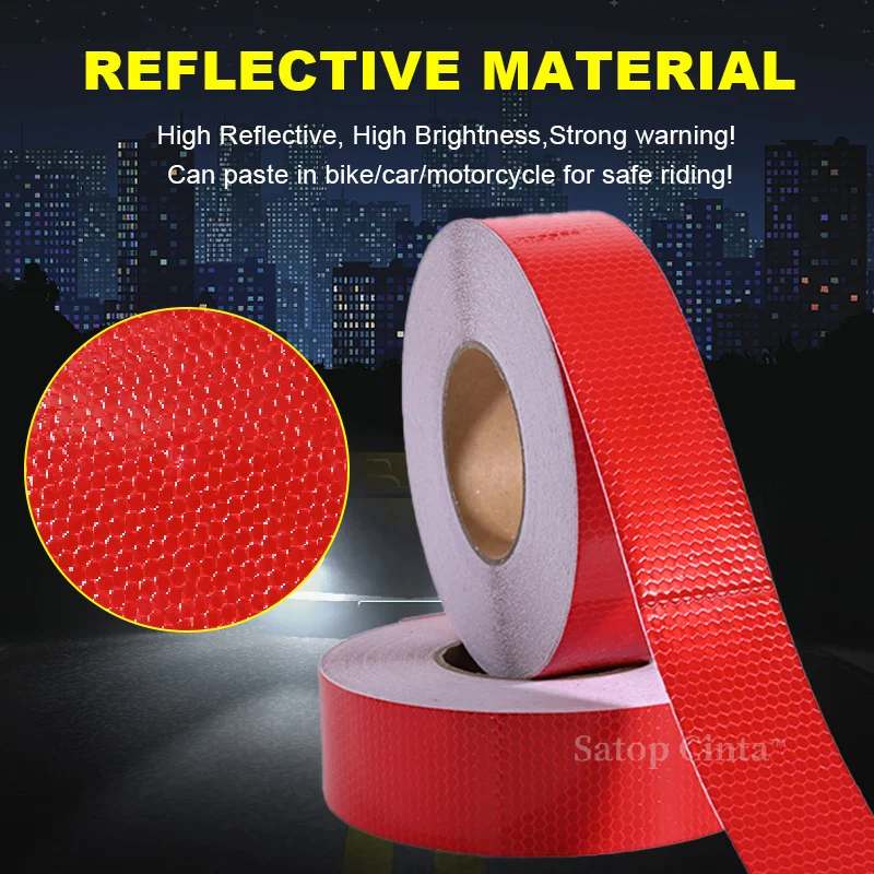 5cm*50m Honeycomb Red Reflective Safety Tapes Waterproof Adhesive Reflectors Stickers Safety Warning Decal For Vehicle Car Truck