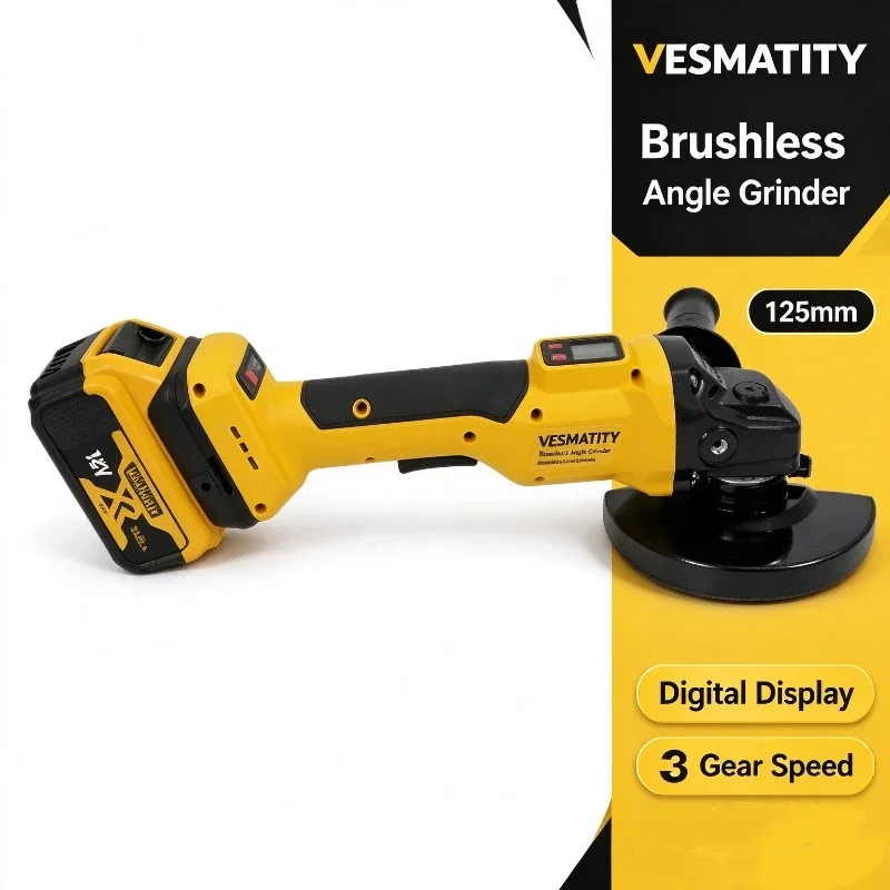 125mm Brushless Electric Angle Grinder Digital Display Cordless Grinding Polishing Machine For Metal Wood Work,No battery