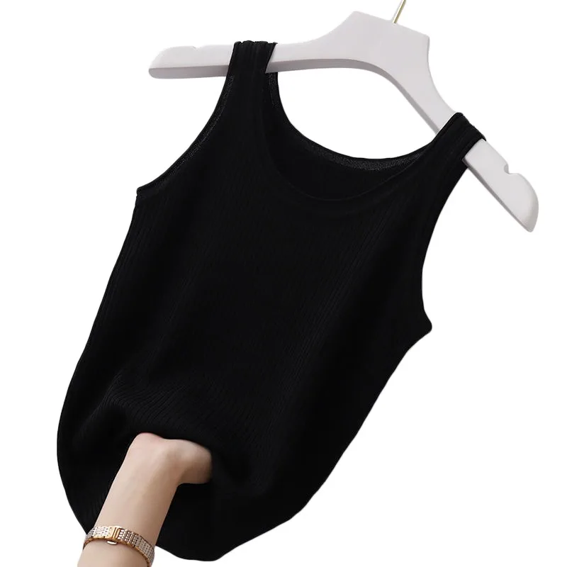 Summer Camisole Women\'s Plus Size Slim Fit Outer Wear with Round Neck Solid Soft Comfortable Bottoming Shirt Sleeveless Thin