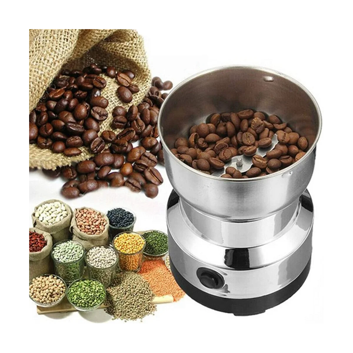 Moulin à café électrique portable, ménage Belle ATIONS, rectifieuse à grains, cuisine en acier inoxydable, hachoir Mars, prise US