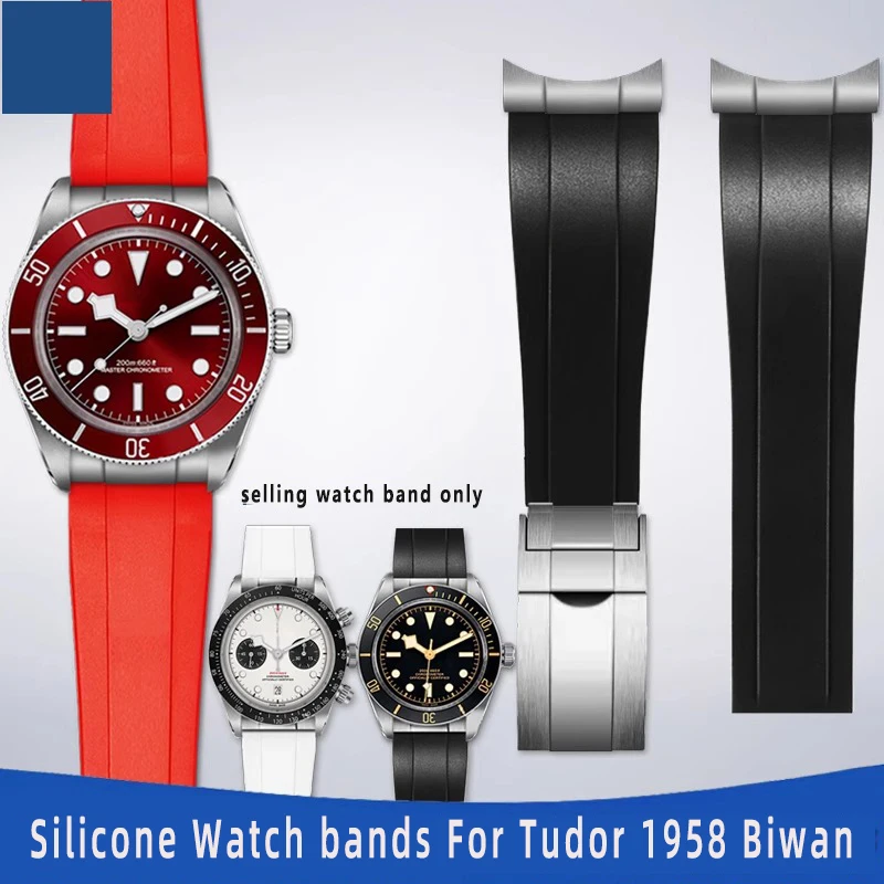

20mm 21mm 22mm Rubber Silicone Watch bands for Tudor 1958 Biwan 39MM BB58 Ranger White Panda iming M7939A Rubber Watch Strap