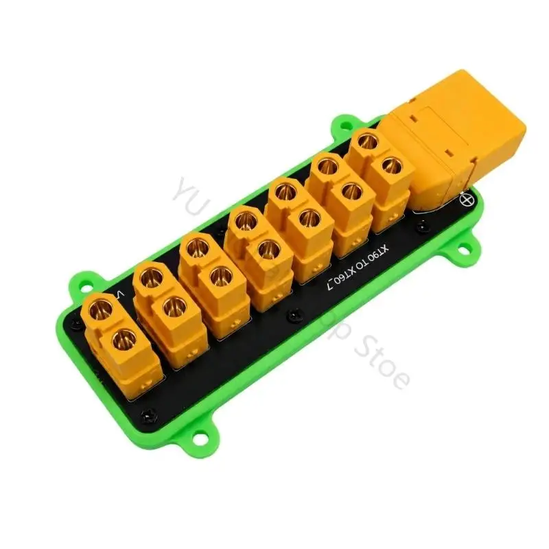 96BA-Stromverteilungseinheit für Modellbauten, XT90-Eingang und sieben Ausgangspositionen mit Polaritätssymbolen zur Verwendung – Detail 4