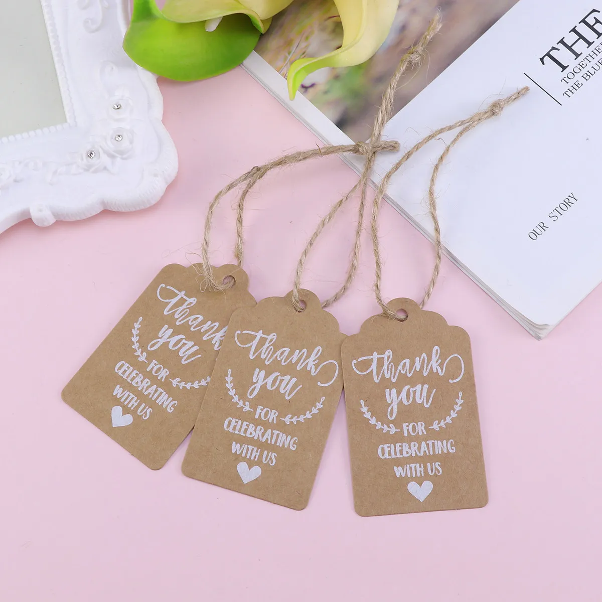 50Pcs Kraft Paper Hangtag Gift Decor Eco-Friendly Lightweight Perfect for Wedding Party Baking Thank You Invitation Hangtag