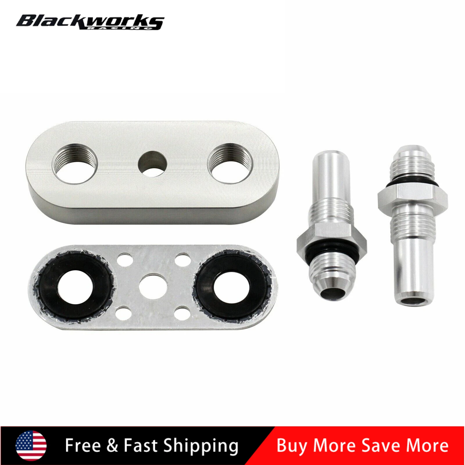 

551121-6AN 6L80E 6L90E 8L90E Transmission Cooler Line Adapter Plate with 6AN Fittings Seal