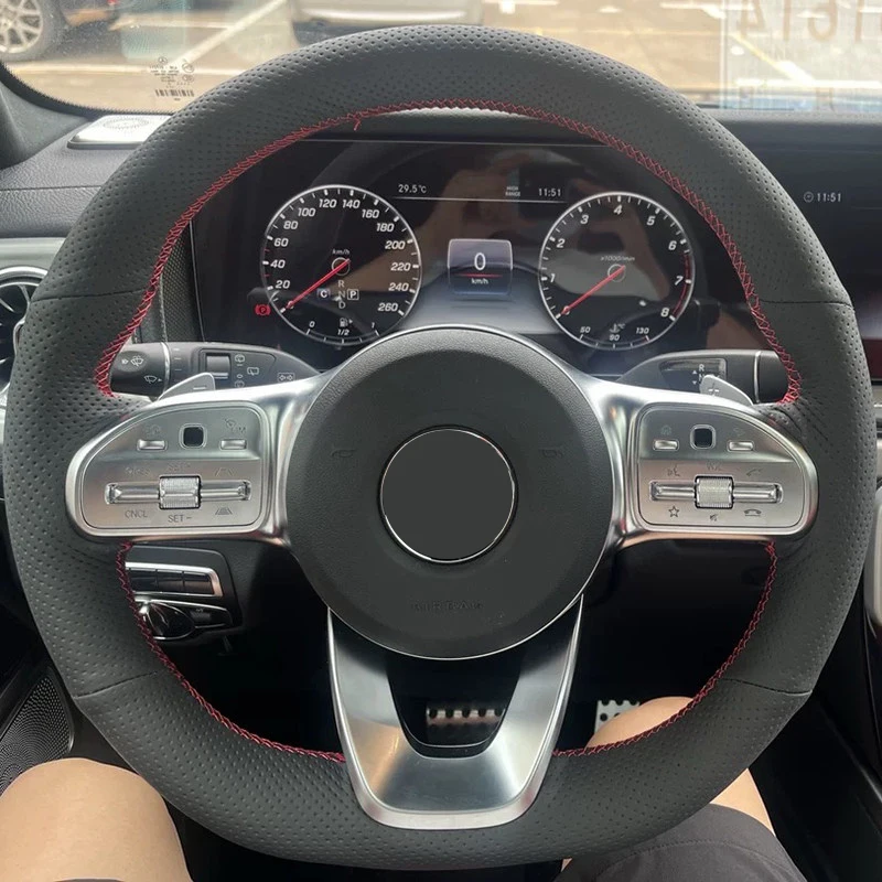 

Чехол на руль для Mercedes-Benz S-Class W222, GLC, A-Class W177, C-Class W205, E-Class W213, кожаный, ручной работы, DIY