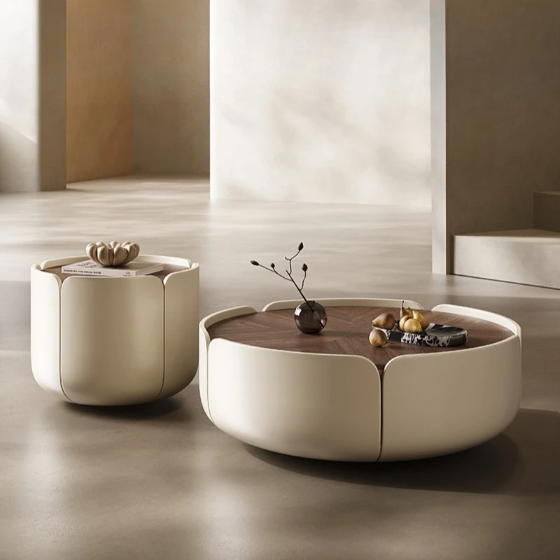 Minimalist petal coffee table small apartment living room simple modern size round coffee table