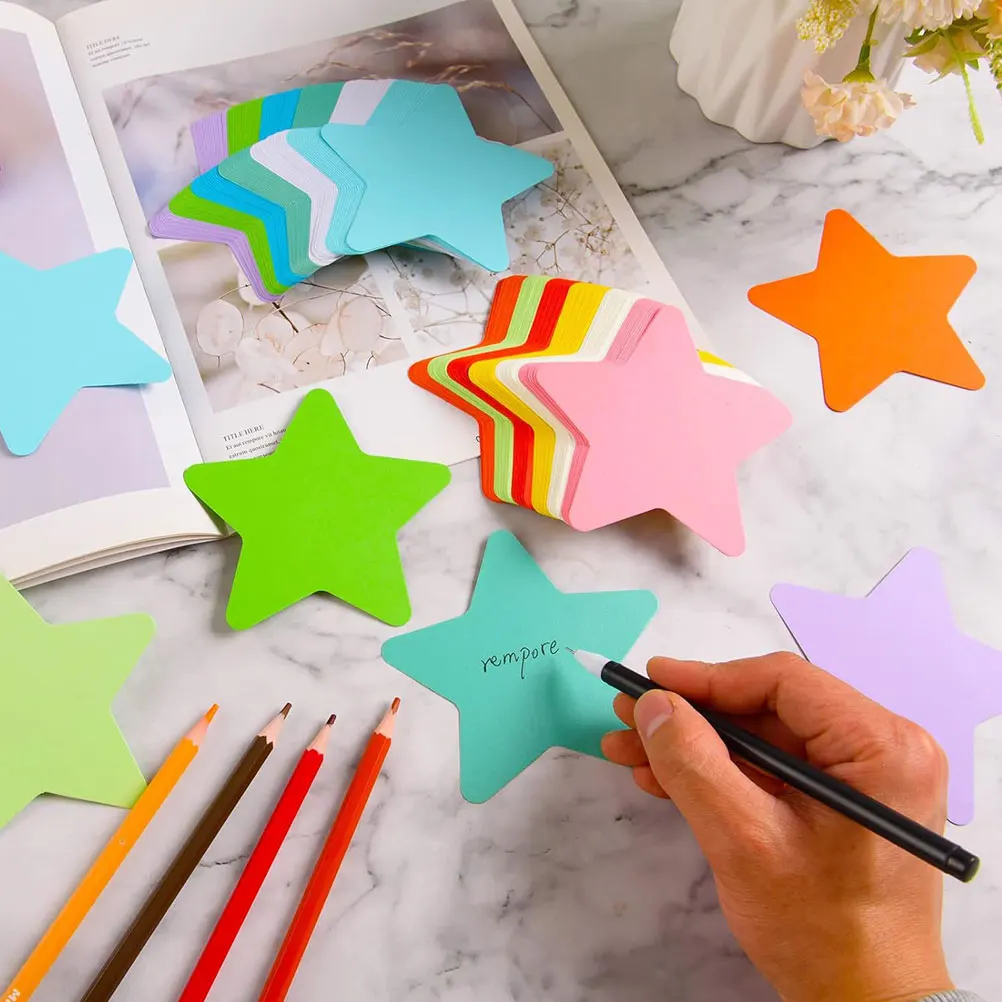 

12 Pcs Writable Star Cards Cut Out Shapes Colored Paper Chalkboard Wall Decorations