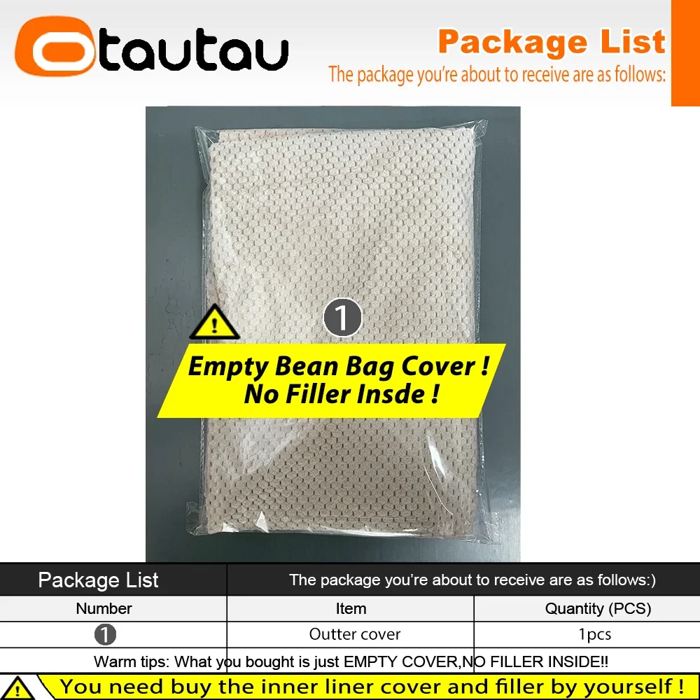 OTAUTAU 3-seat Soft Cotton Corduroy Bean Bag Cover SF183【No Filler Inside! You Need To Buy Filler By Yourself !】