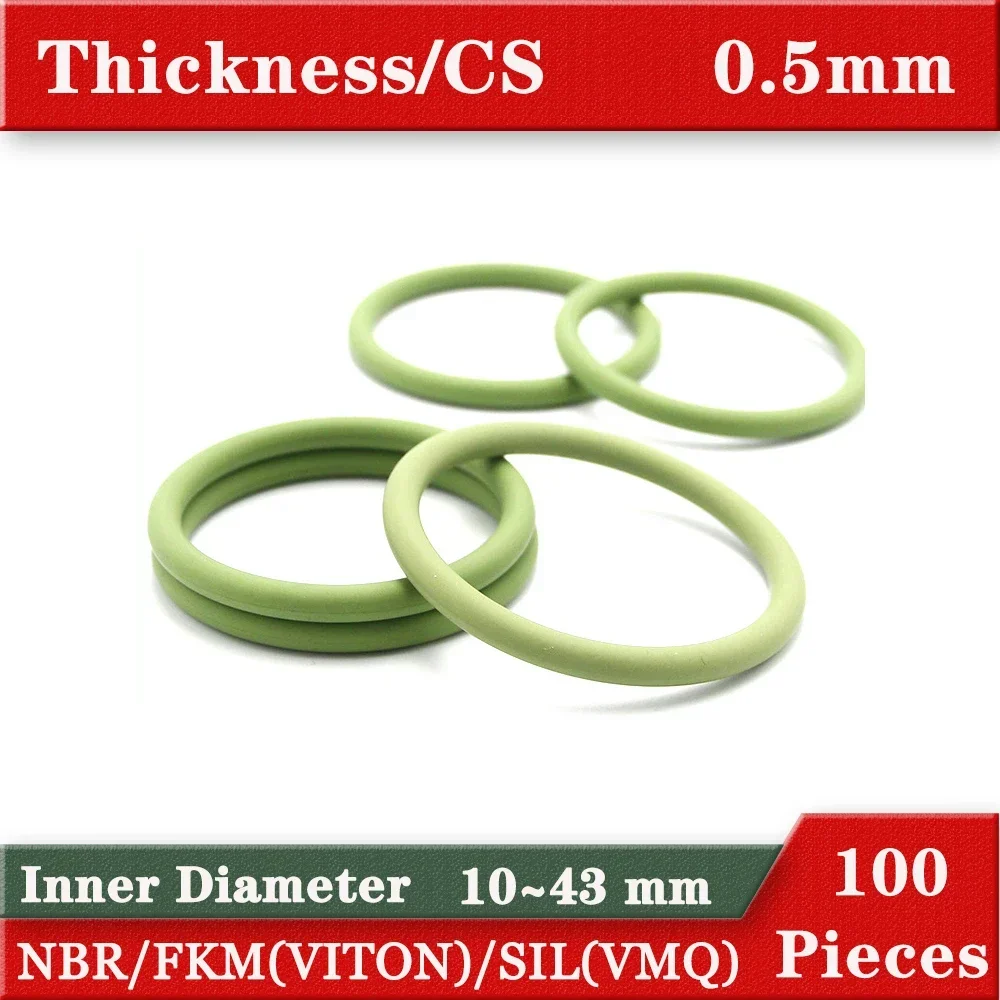 100x ID10- 43mm  o rings Nitrile Rubber  silicone rubber VITON o ring gasket CS 0.5mm Shore 70HA Oil Wear Heat resisitance