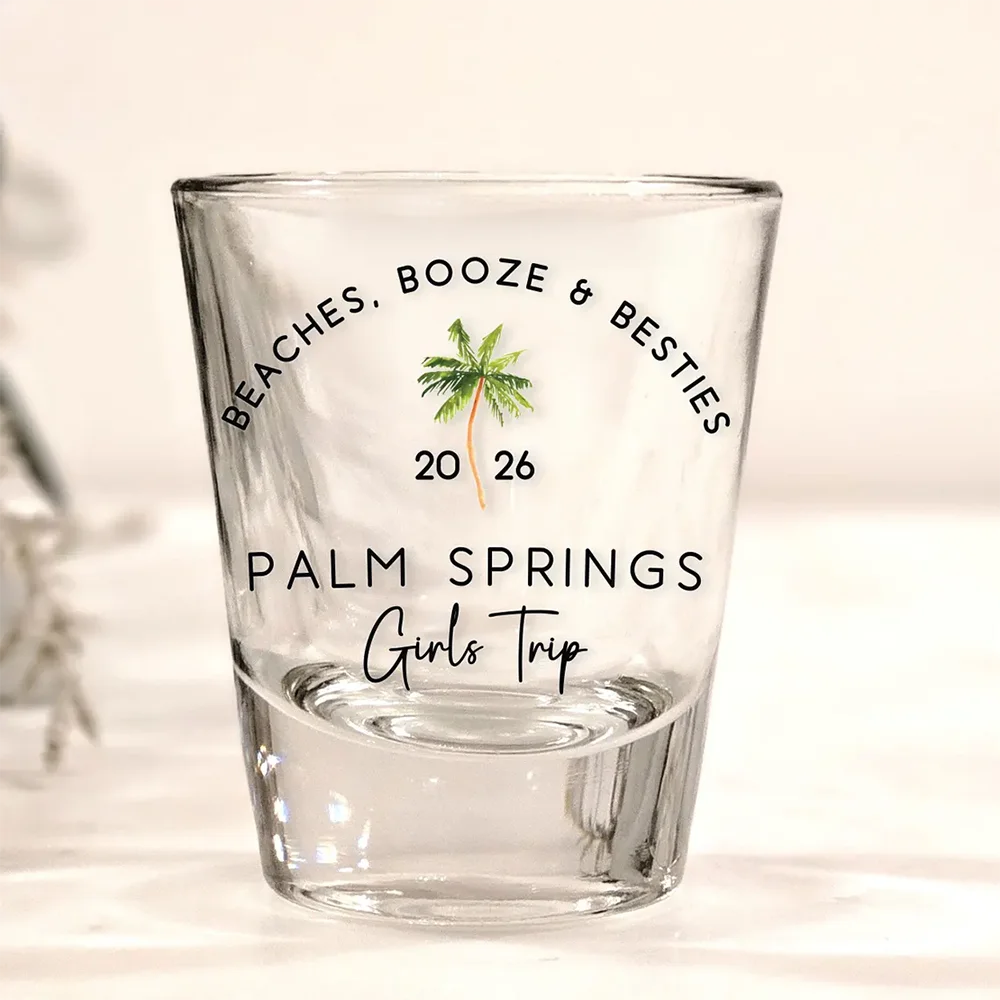Custom Palm Tree Pattern Shot Glasses Personalized Tropical Drink Cups Party Favors For Beach Bachelorette Birthday Celebration