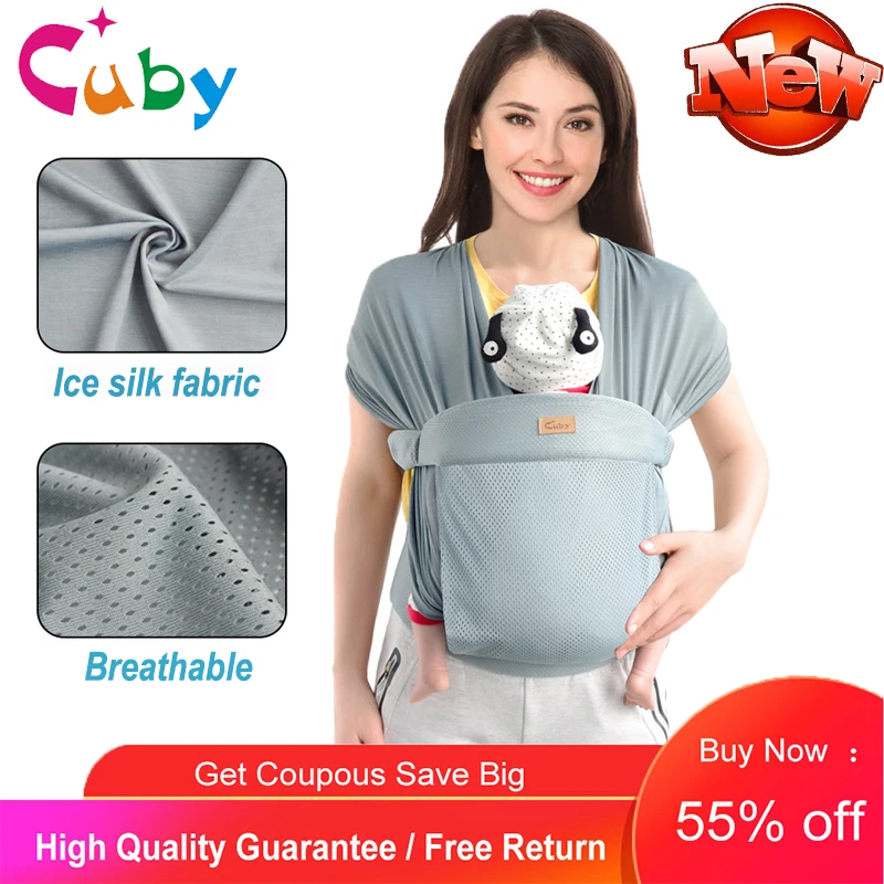 CUBY Ergonomic Baby Carrier Sling for Newborns Skin-Friendly Soft  Baby Carrier Wrap Easy Breastfeeding Lightweight Breathable