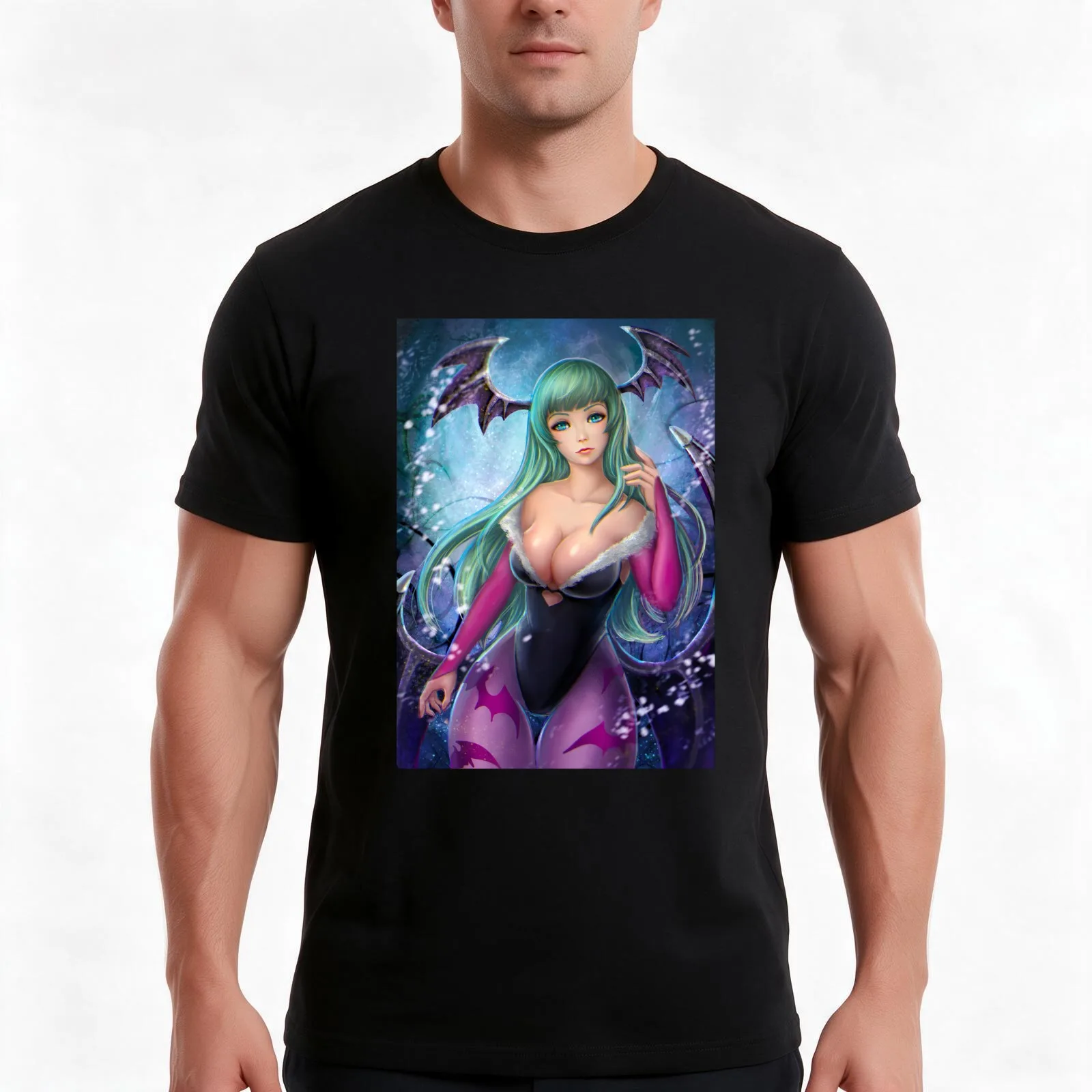 Morrigan Aensland T-Shirt Summer Casual Cotton Tee Oversized Streetwear Tops Vintage Graphic Print Loose Fit Short Sleeve