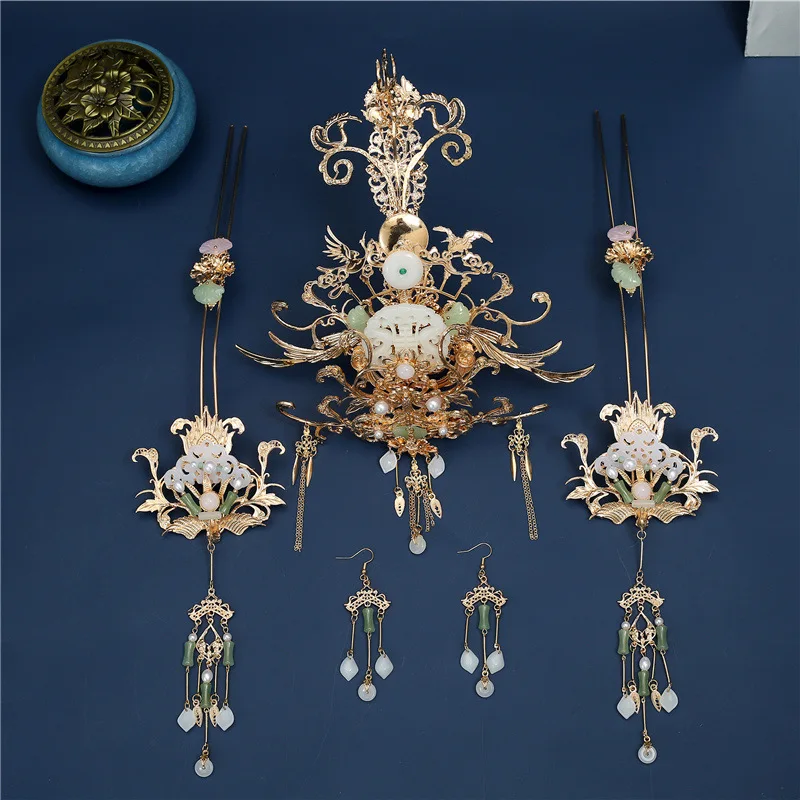 

Exotic Dunhuang Ancient Style Hair Crown Forehead Ornaments Hair Accessories Hairpin Full Set of Hanfu Accessories Party Props