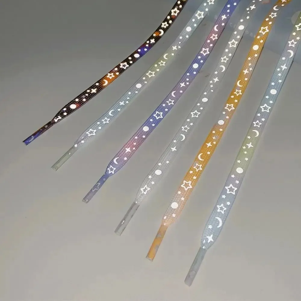 Reflective Star Canvas Shoelaces, Double-sided High Bright Flat Luminous Shoe Laces, Versatile Unisex Sneaker Shoelaces