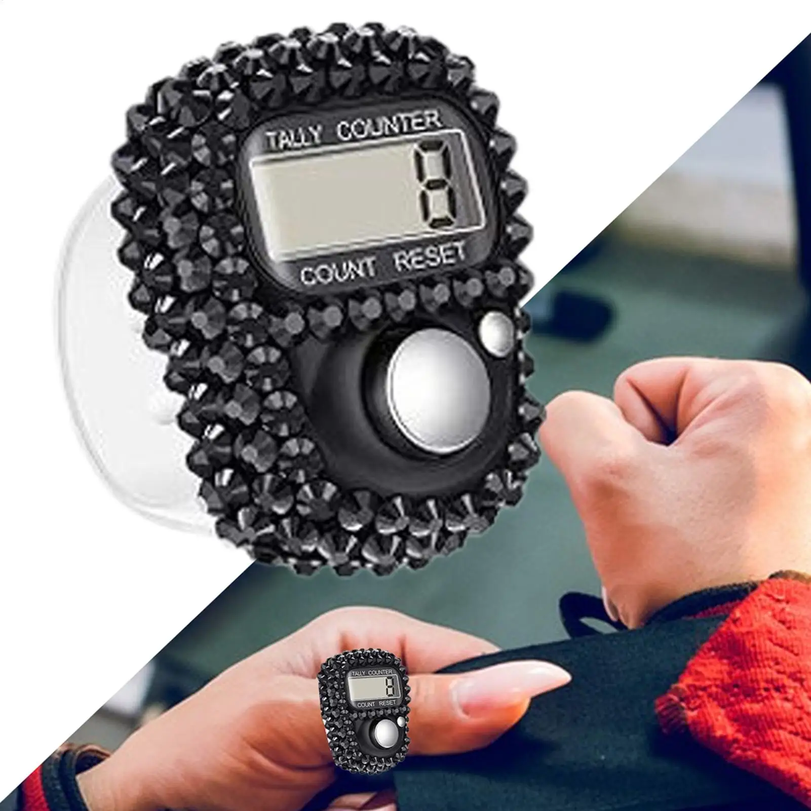 1pc Digital Finger Ring Counter with LCD Resettable Electronic Islamic Tasbih Prayer Counter Adjustable Tally Clicker for Sports