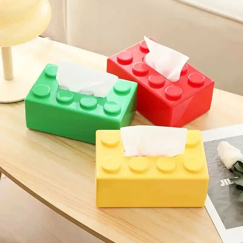 

Building Block Style Tissue Box, Multifunctional Plastic Organizer Suitable for Kitchen, Bathroom, Living Room, Bright Colors.