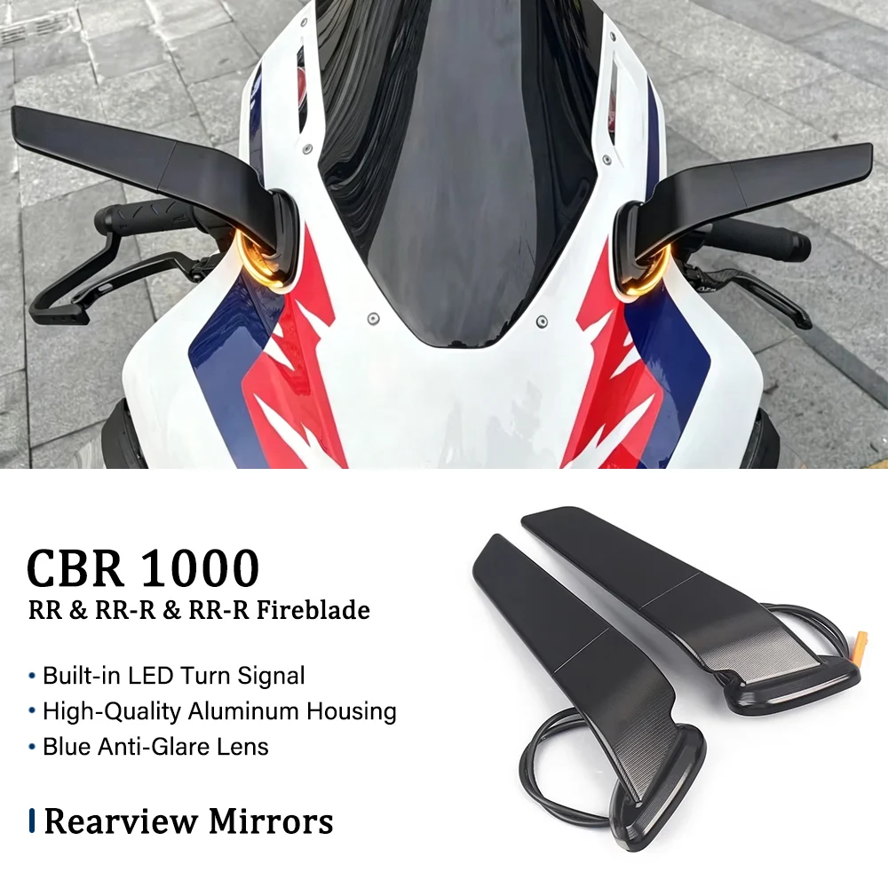 New Motorcycle Rearview Mirrors with LED Rotating Adjustable Wing Mirrors For Honda CBR1000RR CBR 1000 RR-R Fireblade 2021-2025