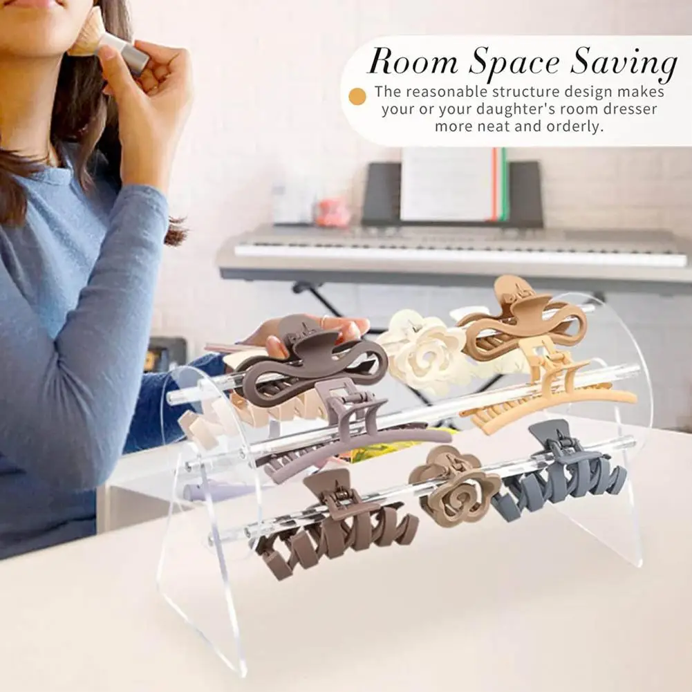 Storage Solution for Claw Clips Acrylic Claw Clip Organizer Stand 360-degree Rotating Hair Clip Display Storage Holder for Women