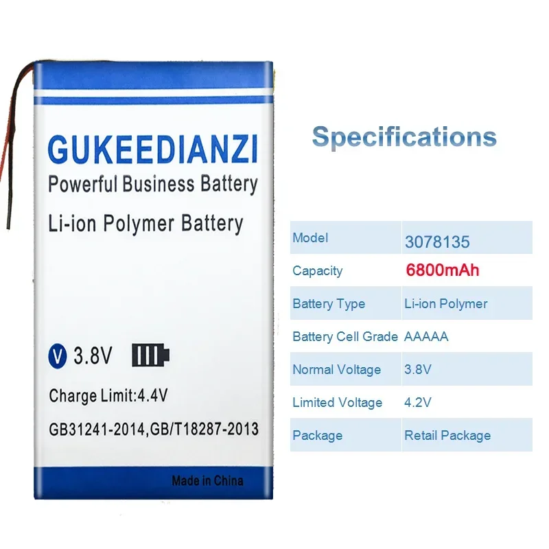 3078135 Laptop Battery For 3078135 6800mAh High Capacity