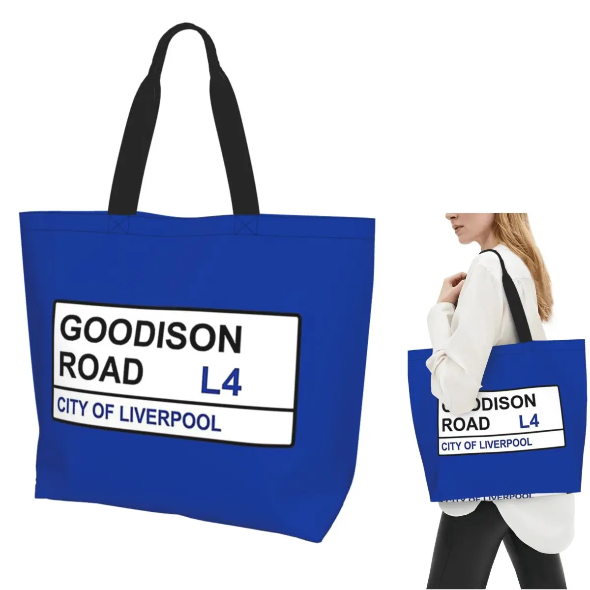 

Everton Football Team Goodison Road Street Sign Shopping Tote Bag Canvas Shoulder Bags Shopper Grocery Handbag for Women