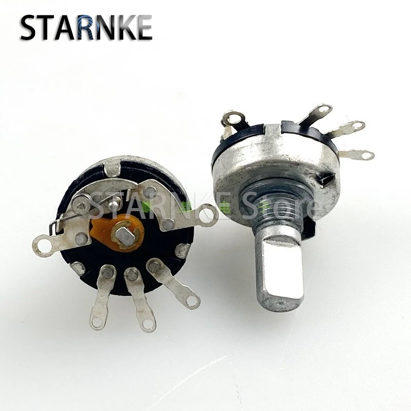 5PCS R17 Type Single With Rotary Switch L10K (B10K) 5-Pin Dimming And Speed Adjustment Potentiometer D Shaft Length 15mm