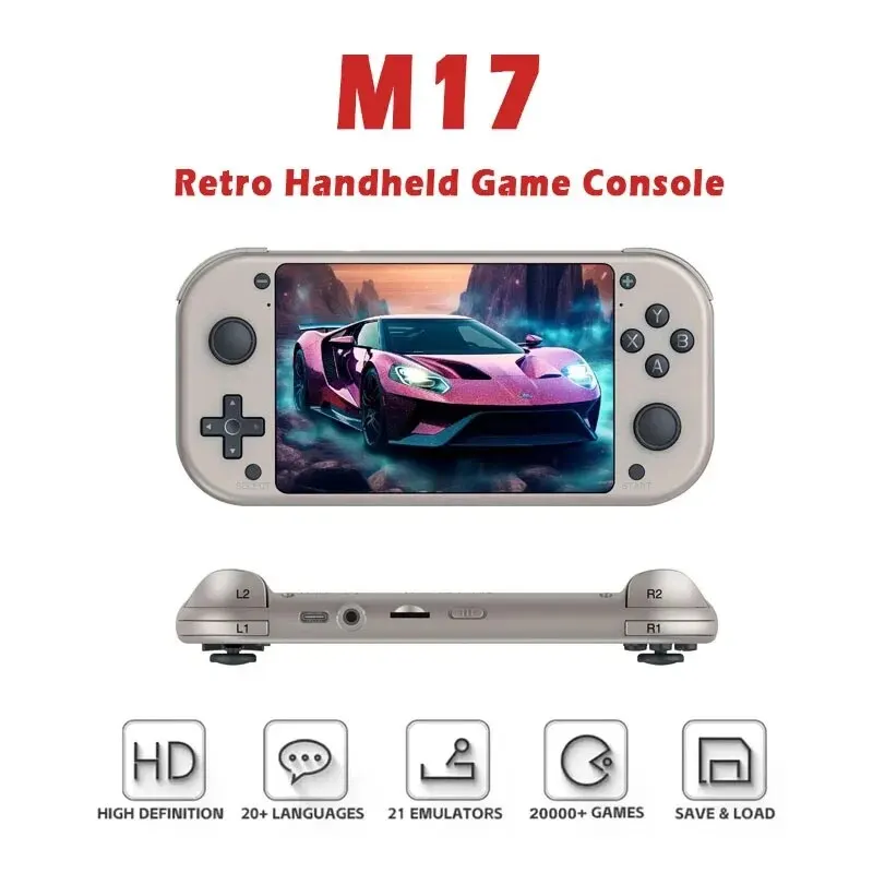 NEW M17 Retro Handheld Electronic Game Console 4.3-inch IPS Screen Open Source Linux System PSP Video Player 64GB