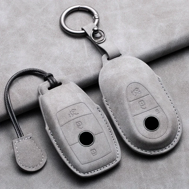 Car Key Cover For Mercedes Benz A C E S G Class GLC CLE CLA W177 W205 W213 W222 X167 AMG Leather Car Key protective cover